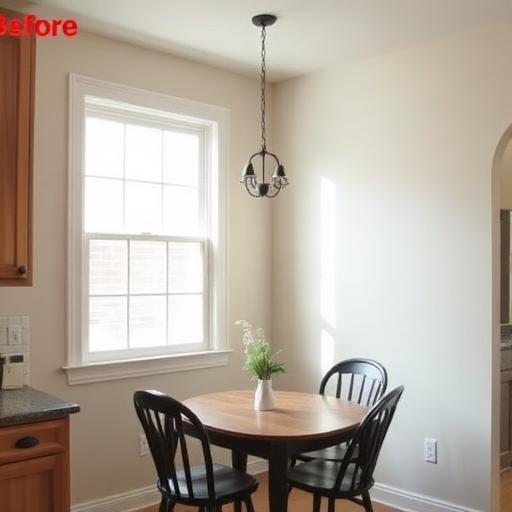 Kitchen dining nook by the window before remodel